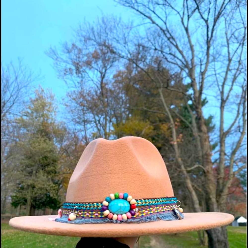 Turquoise flat rim hat